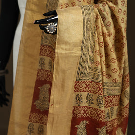Bagh Hand Block Print Natural Dyed Tissue Zari Chanderi Silk Dupatta 40