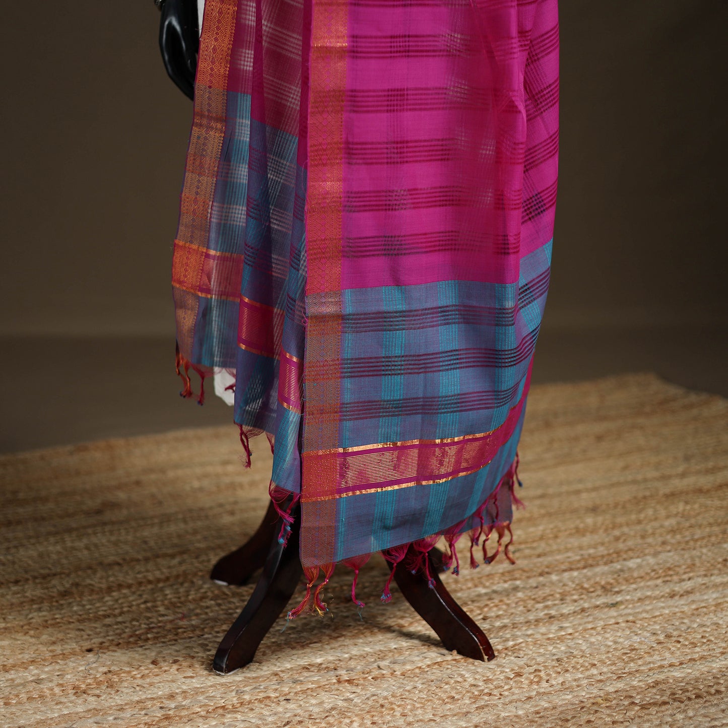 Pure Handloom Cotton Nizam Zari Border Mangalagiri Dupatta 39