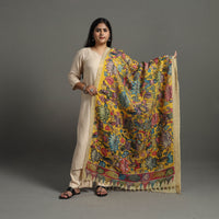 Yellow - Chanderi Silk Srikalahasti Handpainted Pen Kalamkari Dupatta 39