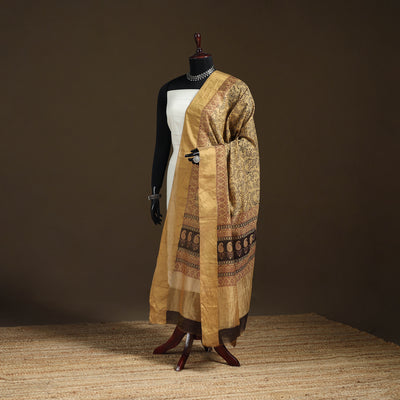 Bagh Hand Block Print Natural Dyed Tissue Zari Chanderi Silk Dupatta 41