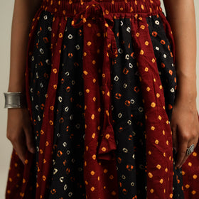 Multicolor - Bandhani Tie-Dye 24 Kali Patchwork Cotton Long Skirt 26