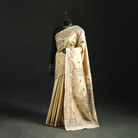 Hand Embroidered Silk Saree 07