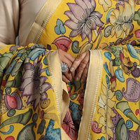 Yellow - Chanderi Silk Srikalahasti Handpainted Pen Kalamkari Dupatta 39