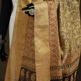 Bagh Hand Block Print Natural Dyed Tissue Zari Chanderi Silk Dupatta 41
