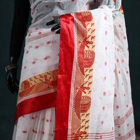 Handwoven Pure Cotton Phulia Jamdani Saree for Durga Puja 03