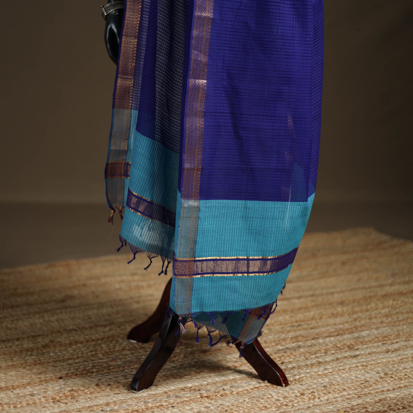 Pure Handloom Cotton Nizam Zari Border Mangalagiri Dupatta 40