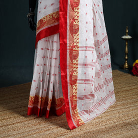 Handwoven Pure Cotton Phulia Jamdani Saree for Durga Puja 03