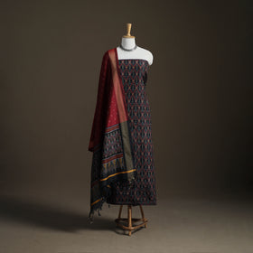 Pochampally Ikat Handloom Sico Unstitched Dress Material: Kurta with Dupatta 10