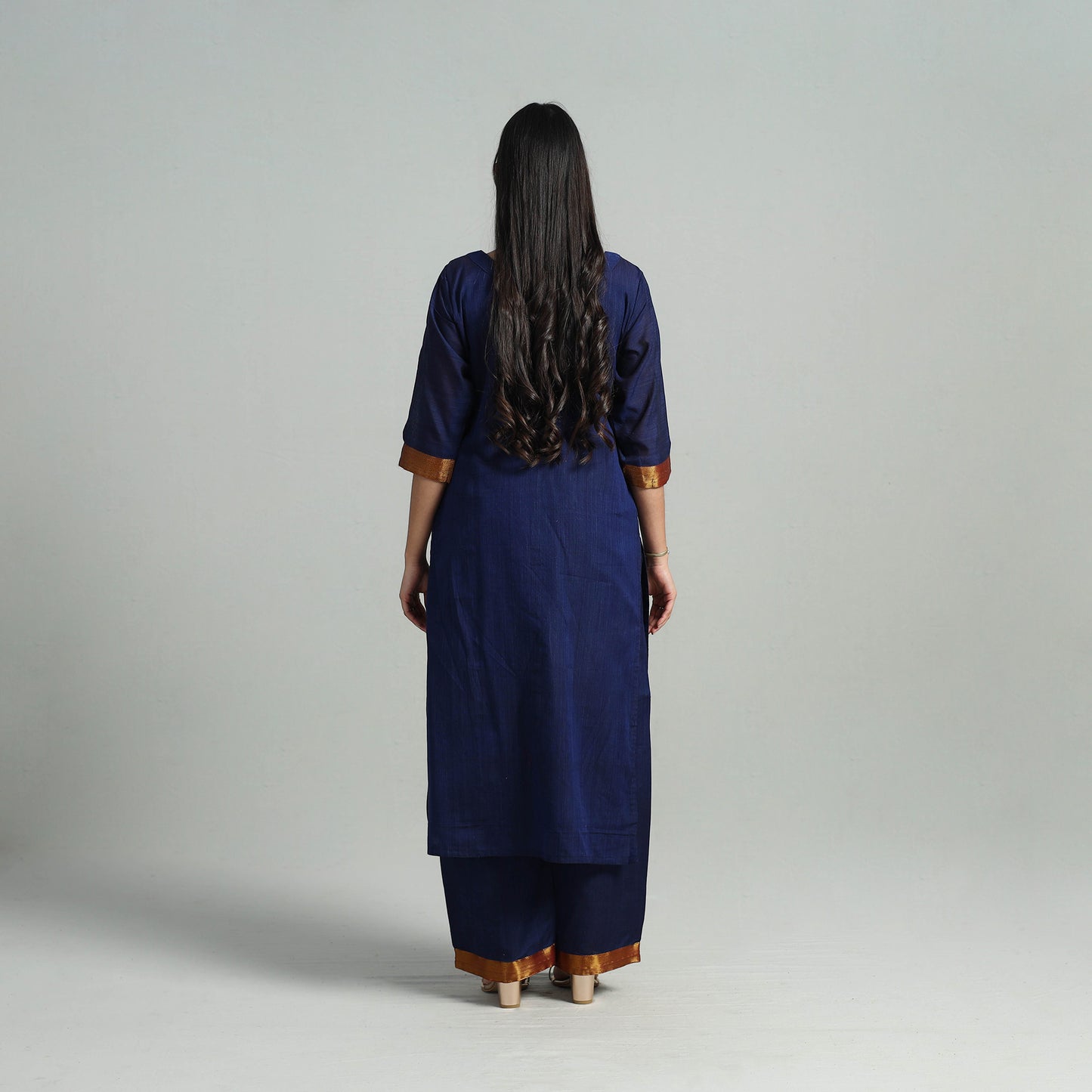 Buy Cotton Blue Dharwad Kurta Set with Palazzo & Dupatta