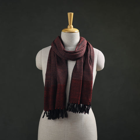 Maroon - Kumaun Handwoven Pure Merino Wool Stole 32