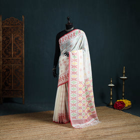 Handwoven Pure Cotton Phulia Jamdani Saree for Durga Puja 04