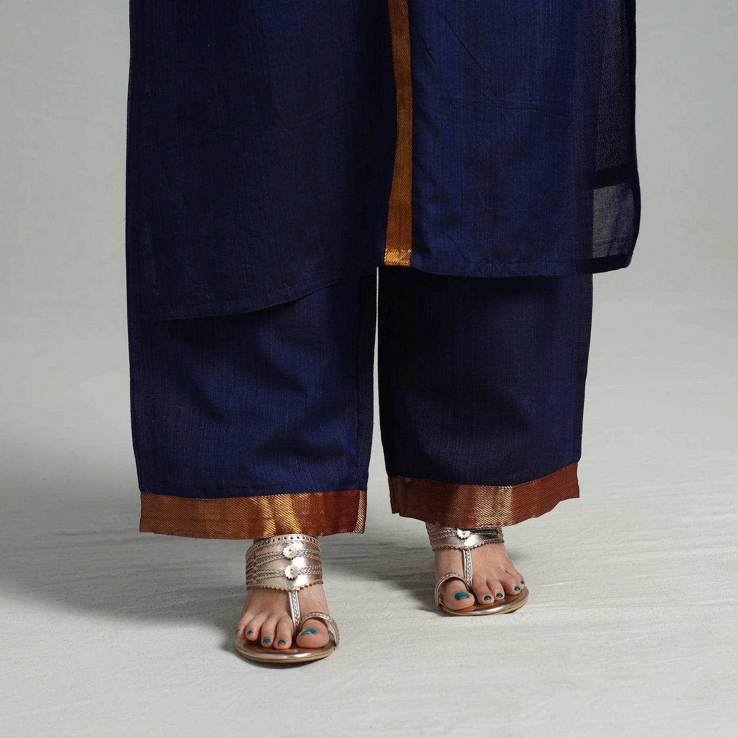 Buy Cotton Blue Dharwad Kurta Set with Palazzo & Dupatta