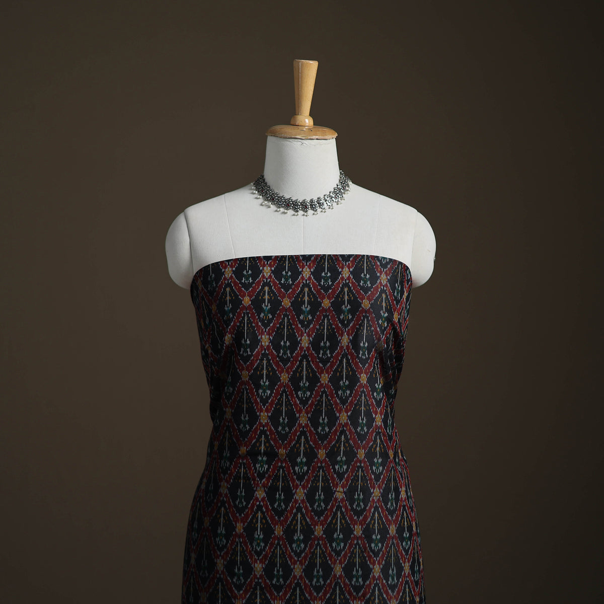 Pochampally Ikat Handloom Sico Unstitched Dress Material: Kurta with Dupatta 10