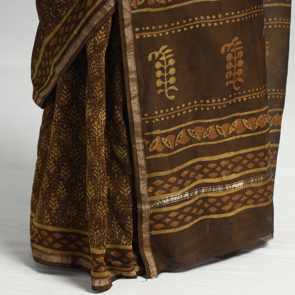 block printed silk saree