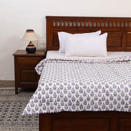 Single - Tagai & Patchwork Sanganeri Block Print Cotton Quilt 48