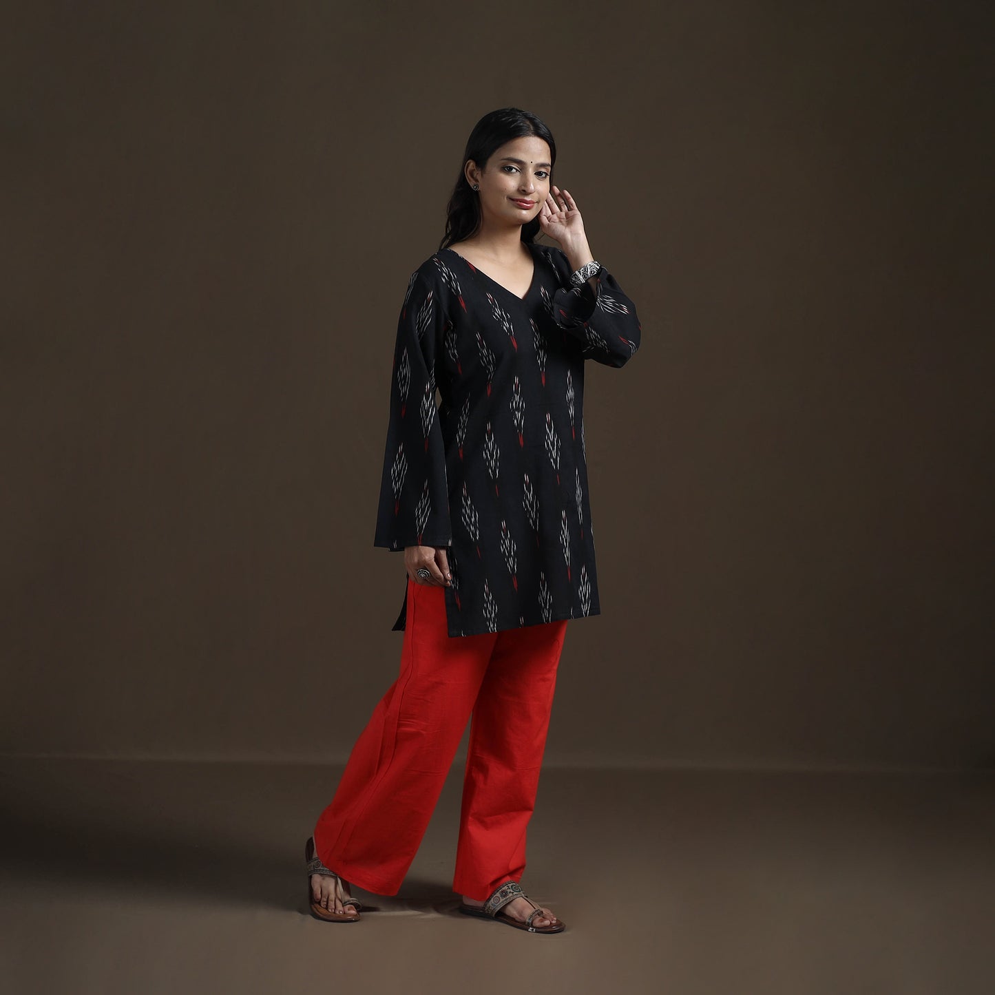 Pochampally Ikat Cotton Short Kurta for Women 21