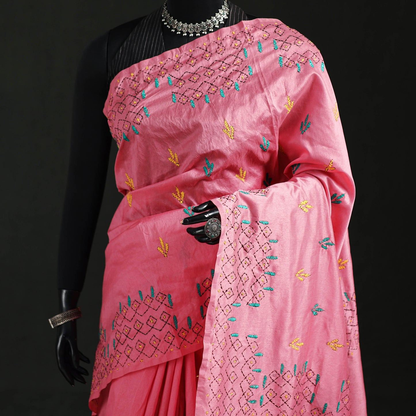 Hand Embroidered Silk Saree 08