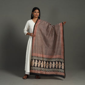 Buy Brown Block Print Chanderi Silk Bagru Dupatta