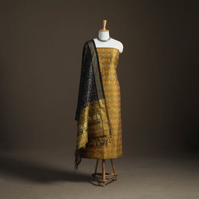 Pochampally Ikat Handloom Sico Unstitched Dress Material: Kurta with Dupatta 11