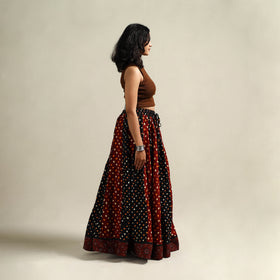 Multicolor - Bandhani Tie-Dye 24 Kali Patchwork Cotton Long Skirt 28