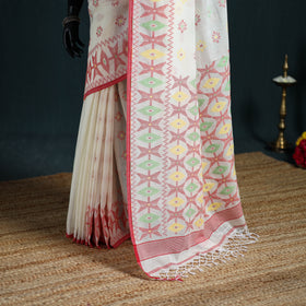 Handwoven Pure Cotton Phulia Jamdani Saree for Durga Puja 04