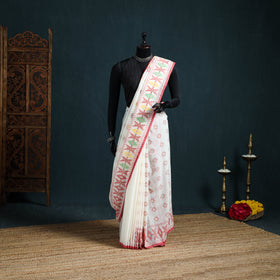 Handwoven Pure Cotton Phulia Jamdani Saree for Durga Puja 04