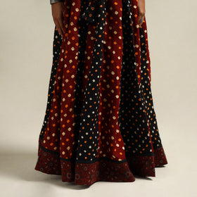 Multicolor - Bandhani Tie-Dye 24 Kali Patchwork Cotton Long Skirt 28
