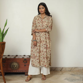 Buy Pedana Kalamkari Hand Block Printed Cotton Straight Kurta 02 Online at iTokri.com