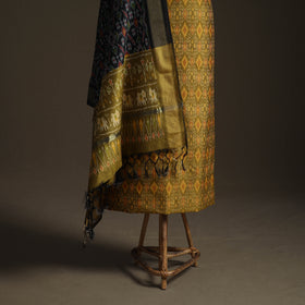 Pochampally Ikat Handloom Sico Unstitched Dress Material: Kurta with Dupatta 11