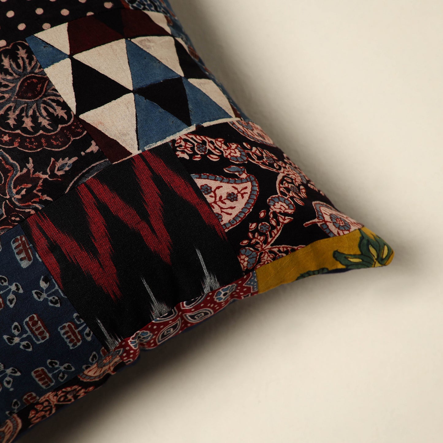 Multicolor Handcrafted Cotton Patchwork Cushion Cover