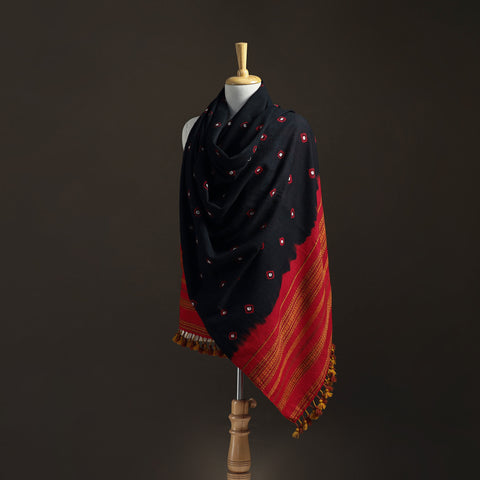 Kutch Handwoven Merino Wool Bandhani Tie-Dye Shawl 09