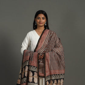 Buy Brown Block Print Chanderi Silk Bagru Dupatta