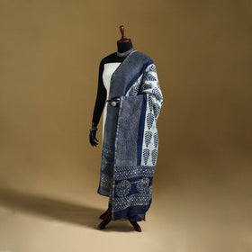 Blue - Pipad Hand Block Print Natural Dyed Chanderi Silk Handloom Dupatta 39