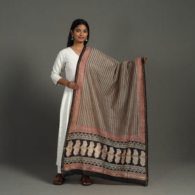 Brown - chanderi silk bagru dupatta 19 - handcrafted