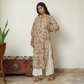Buy Pedana Kalamkari Hand Block Printed Cotton Straight Kurta 02 Online at iTokri.com