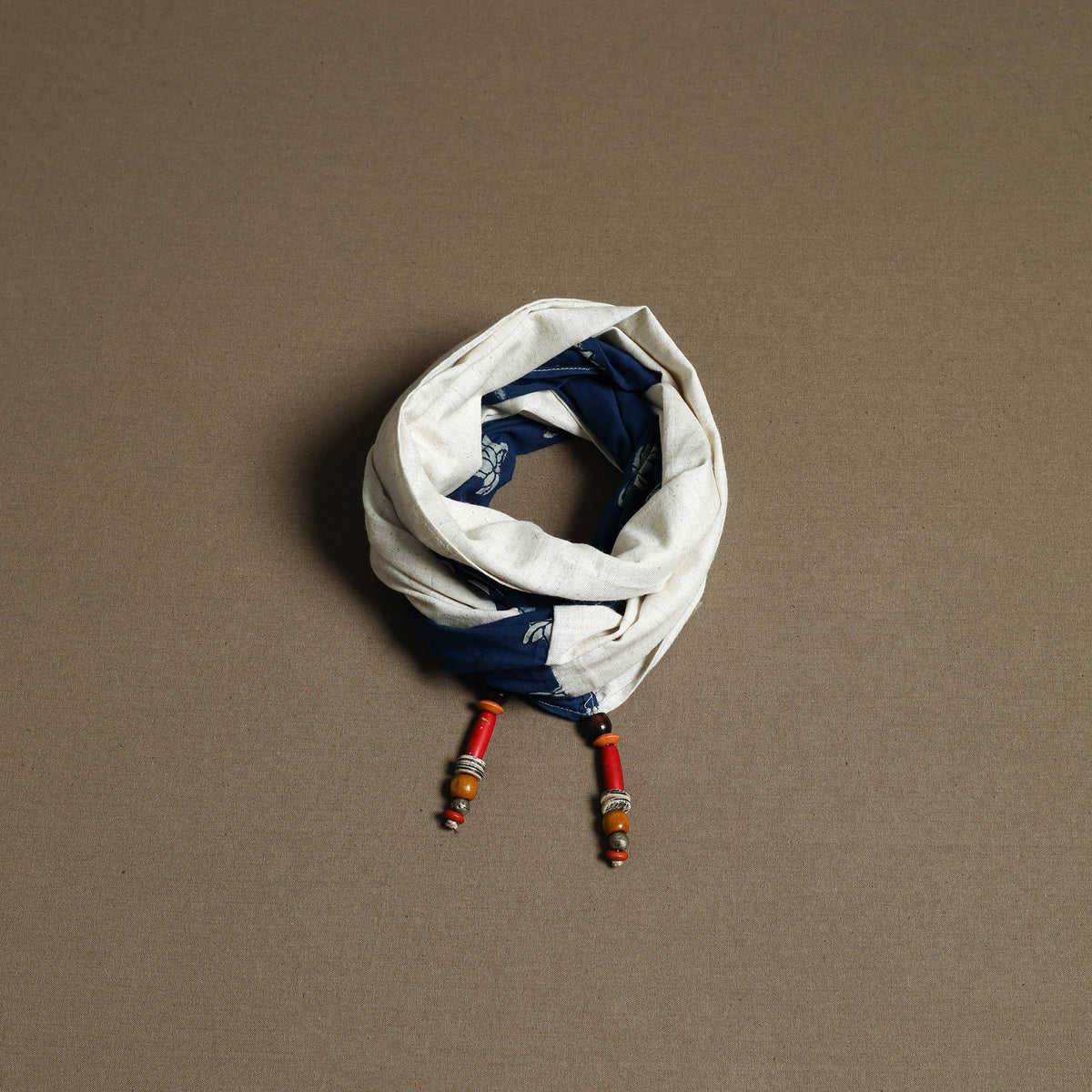 Hand Block Print Scarf with Latkan 02