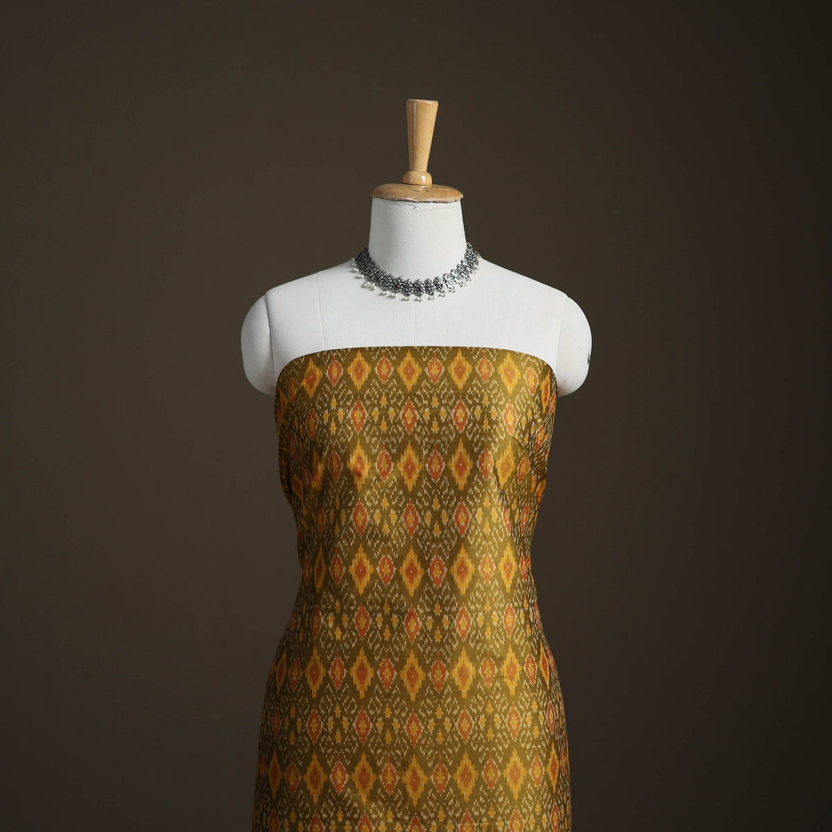Pochampally Ikat Handloom Sico Unstitched Dress Material: Kurta with Dupatta 11