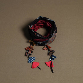 Ajrakh Block Print Scarf with Tassels 04