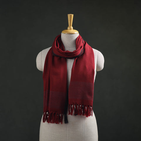 Red - Kumaun Handwoven Pure Merino Wool Stole 40