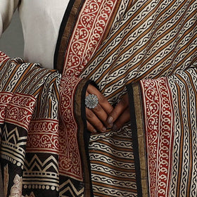 Brown - chanderi silk bagru dupatta 19 - handcrafted