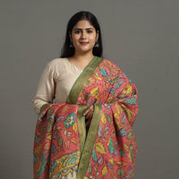 Pink - Chanderi Silk Srikalahasti Handpainted Pen Kalamkari Dupatta 43