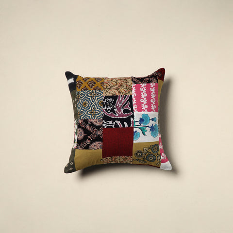 Multicolor Handcrafted Cotton Patchwork Cushion Cover