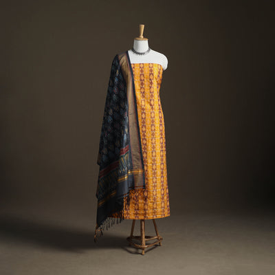 Pochampally Ikat Handloom Sico Unstitched Dress Material: Kurta with Dupatta 12