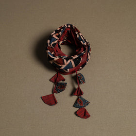 Ajrakh Block Print Scarf with Tassels 05