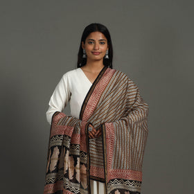 Brown - chanderi silk bagru dupatta 19 - handcrafted