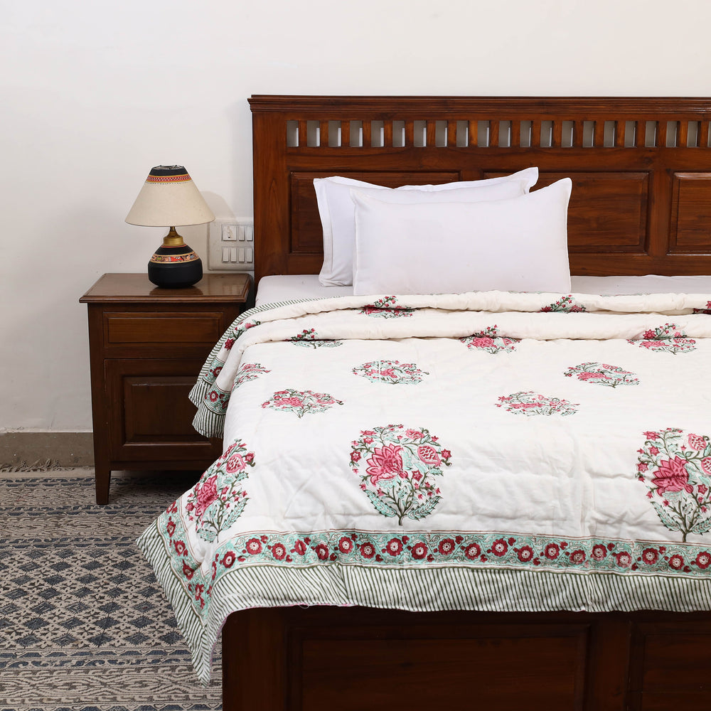 Single - Reversible Sanganeri Block Print Cotton Quilt 29