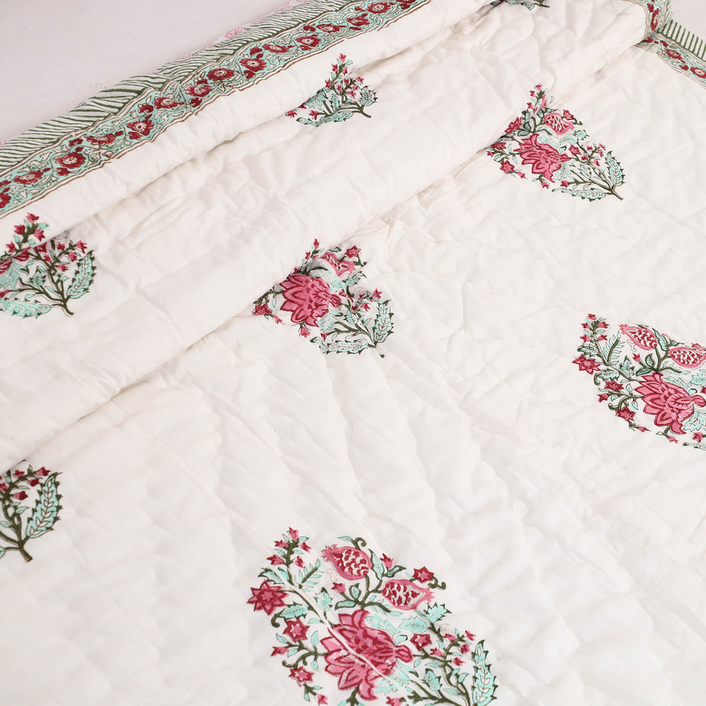 Single - Reversible Sanganeri Block Print Cotton Quilt 29