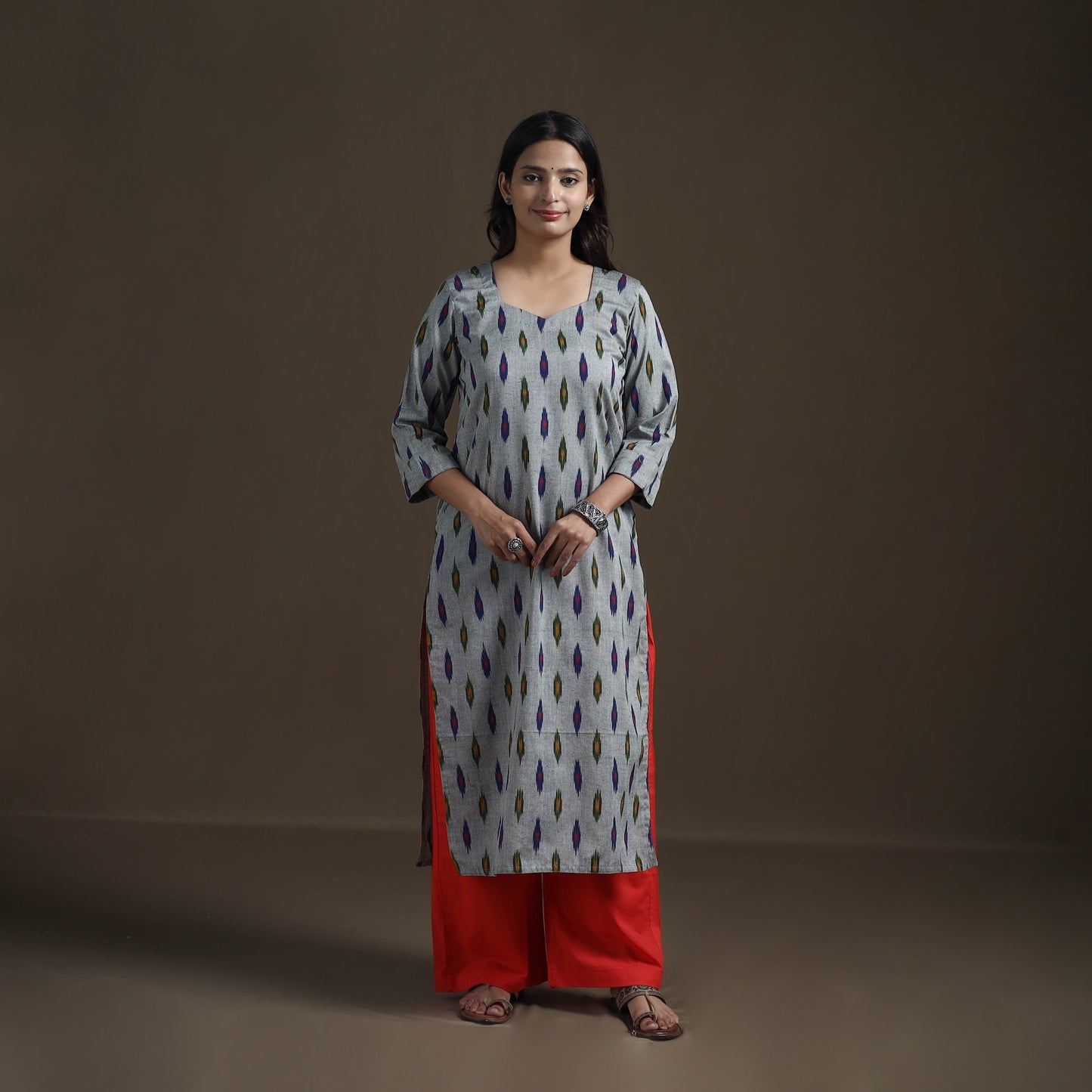Pochampally Ikat Cotton Straight Kurta for Women 19
