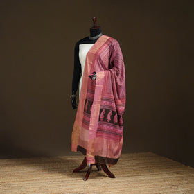 Bagh Hand Block Print Natural Dyed Tissue Zari Chanderi Silk Dupatta 45