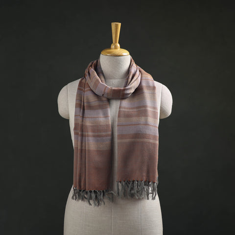 Brown - Kumaun Handwoven Pure Merino Wool Stole 44